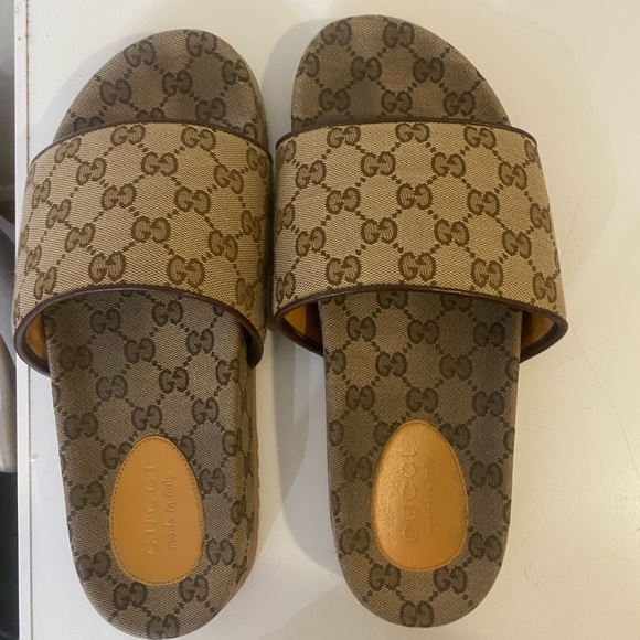 GUCCI Sideline Logo Canvas Slide Sandals Mens Sz G 9 US 10 - Picture 7 of 9